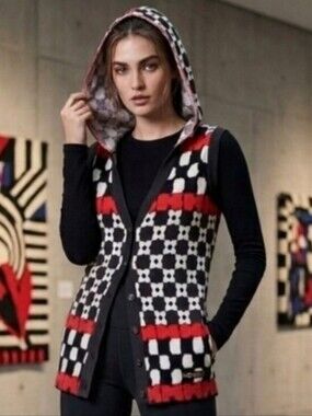 VINTAGE 80s KENZO HOODED SLEEVELESS VEST/ CARDIGAN